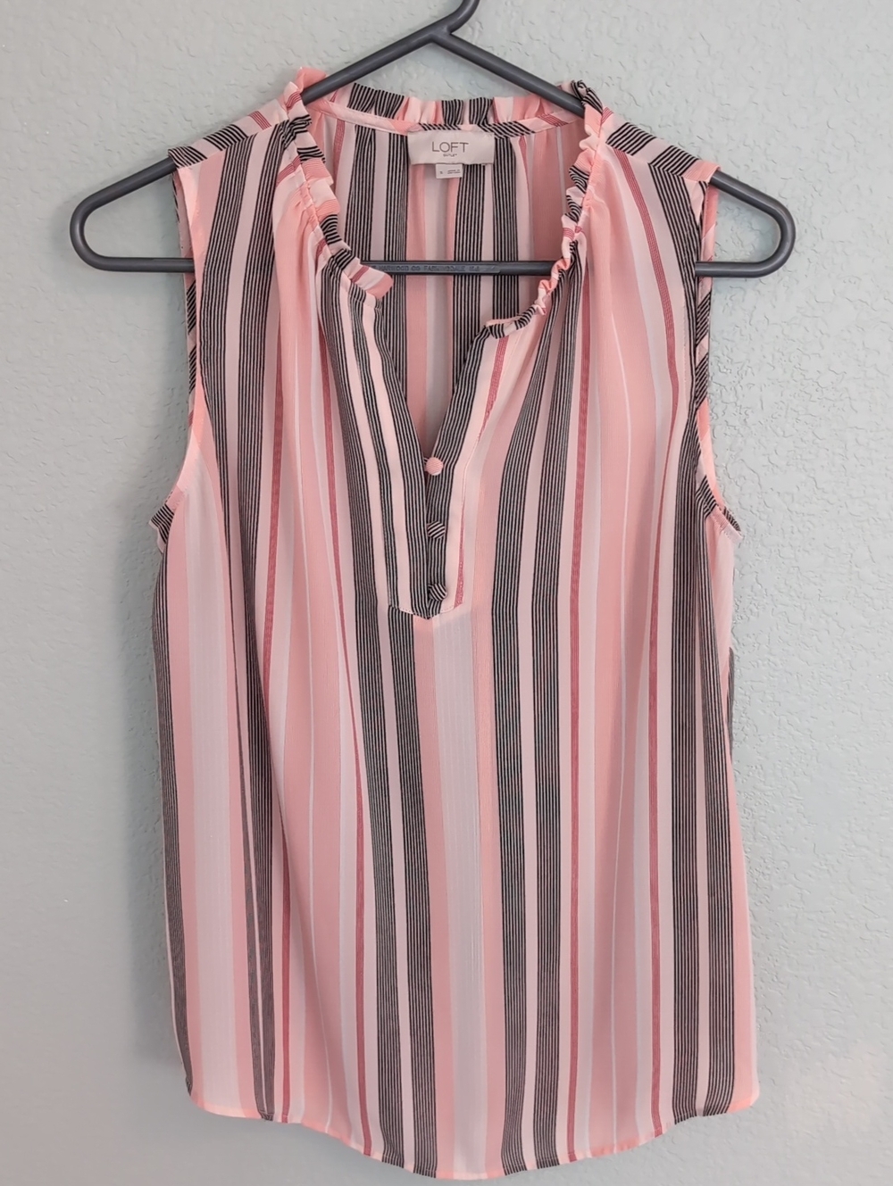 LOFT Pink and Black Stripe Sleeveless Top